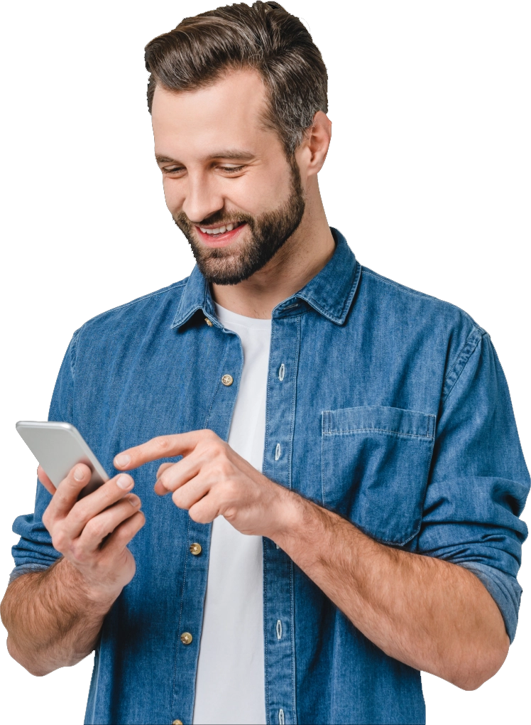 Happy customer checking their loan approval on their phone